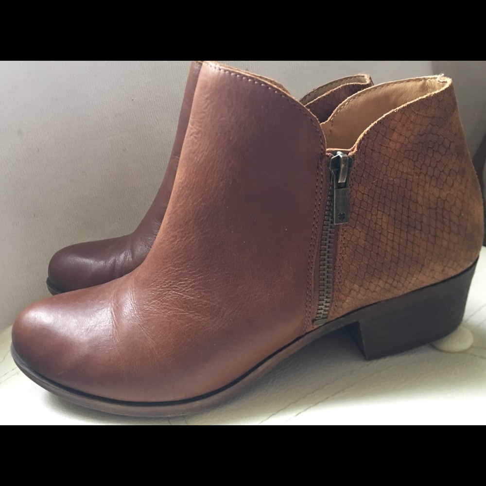 Lucky Brand leather and snake print booties